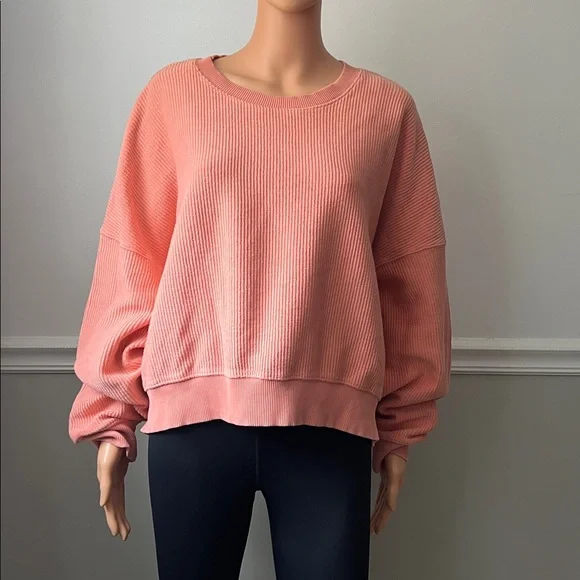 Aerie Oversized Cropped Ribbed Sweatshirt - Picture 3 of 16